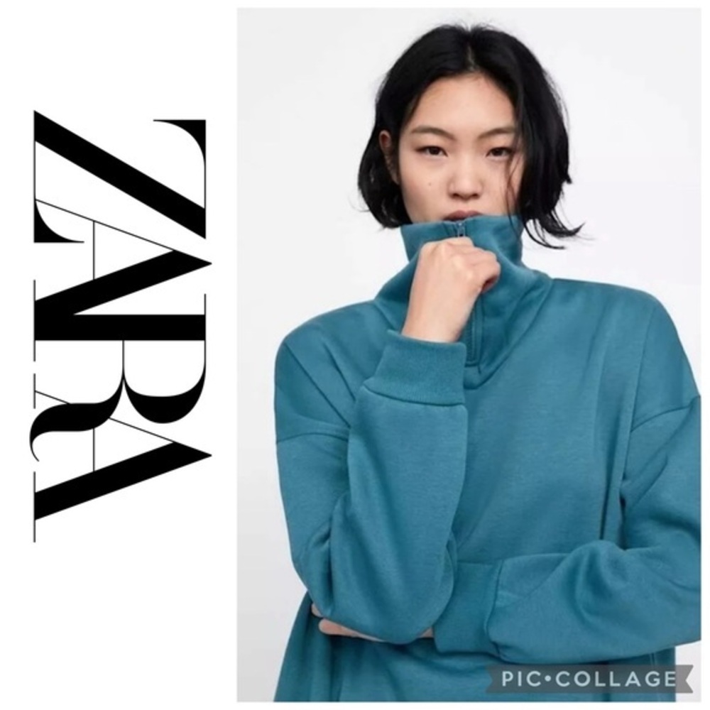 Zara Zippered Turtleneck Sweatshirt Sz Medium